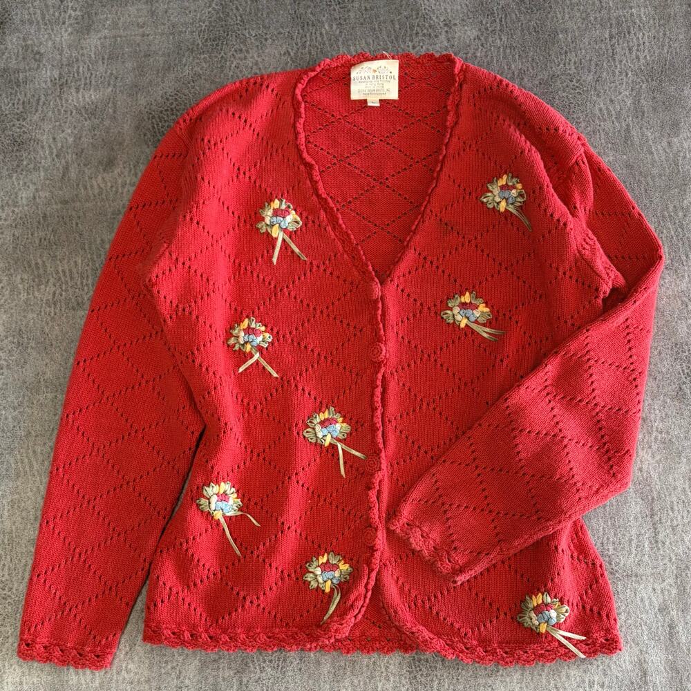Vintage Susan Bristol Floral Embroidered Sweater